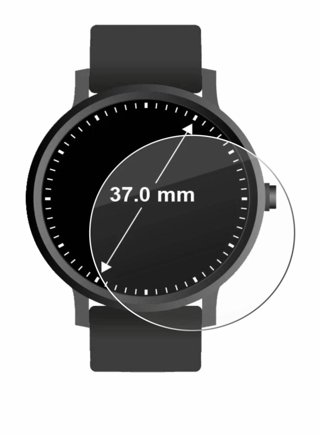 Imagen del dispositivo Relojes (Circular, ø: 37 mm) con una amplia variedad de protectores de pantalla.