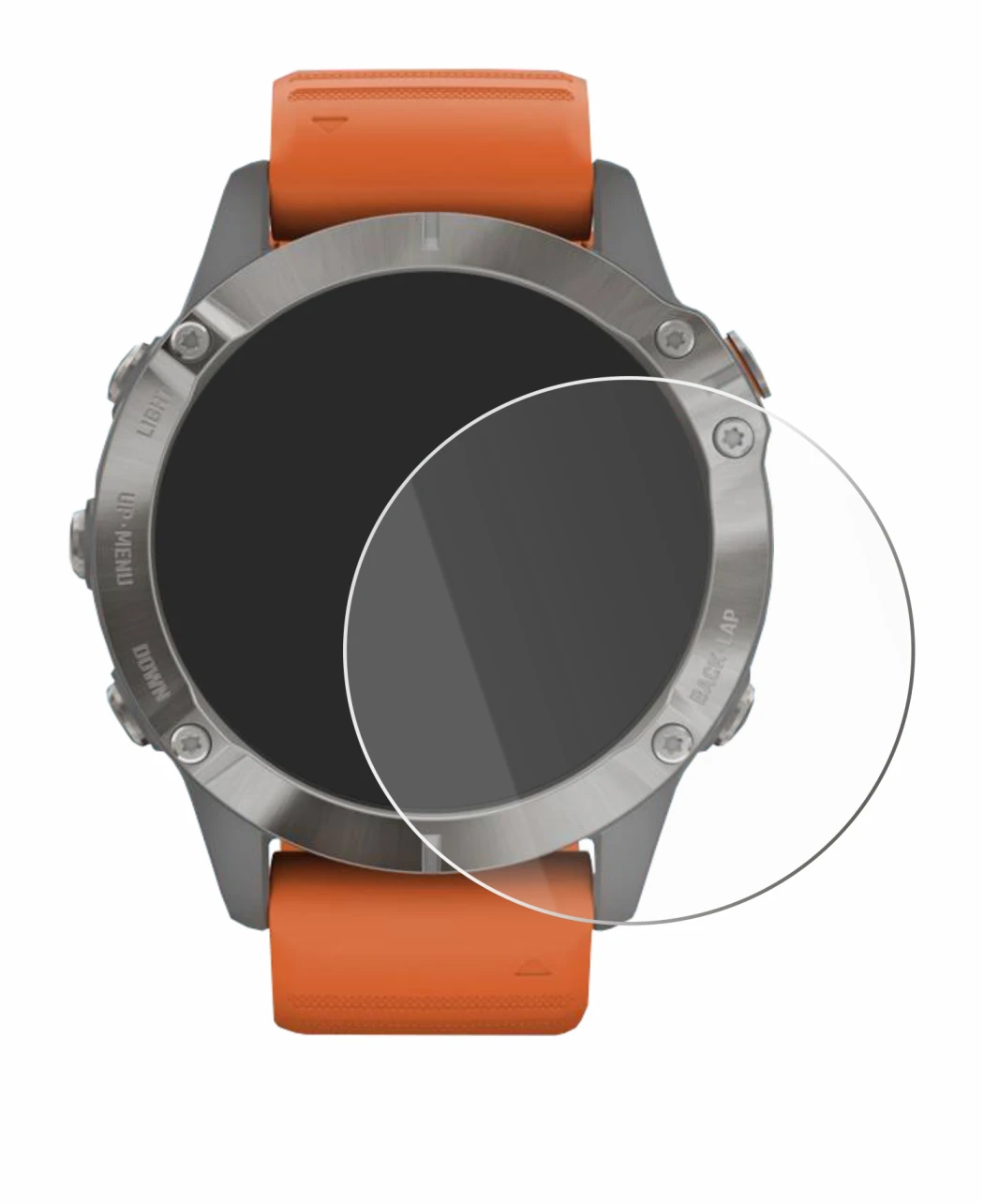 Imagen del dispositivo Garmin Fenix 6 Pro con una amplia variedad de protectores de pantalla.