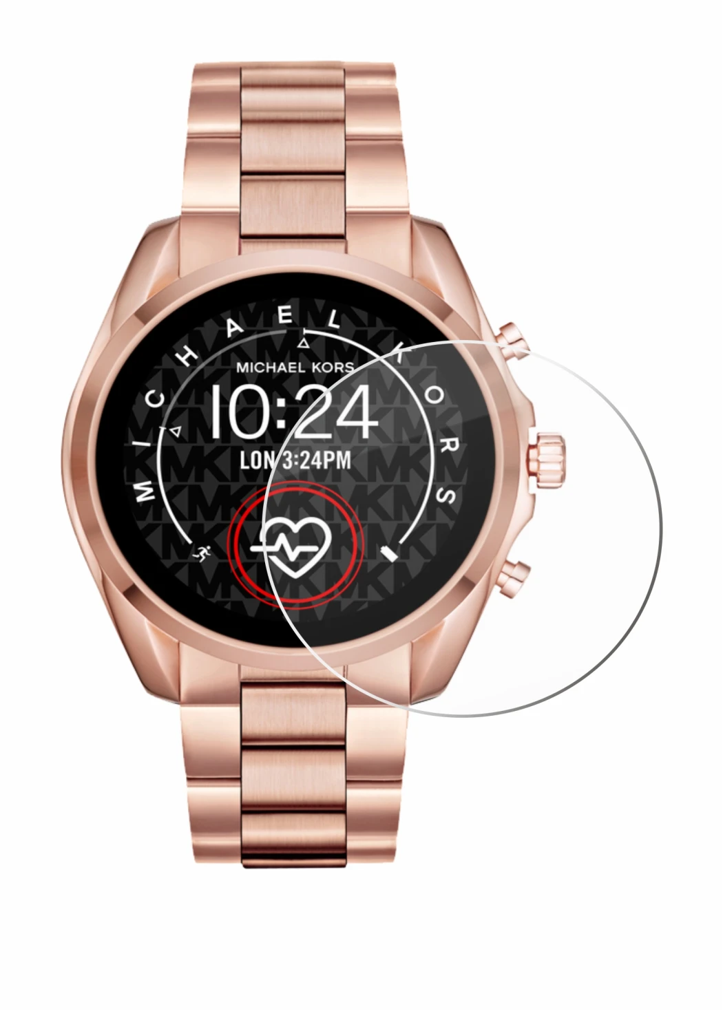 Imagen del dispositivo Michael Kors Access Bradshaw 2 con una amplia variedad de protectores de pantalla.