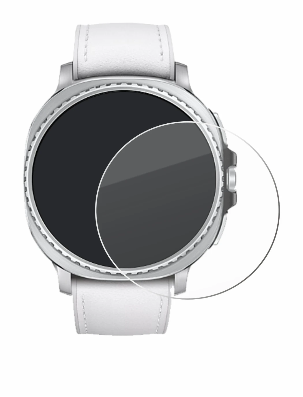 Imagen del dispositivo Samsung Galaxy Watch 8 Classic (46 mm) con una amplia variedad de protectores de pantalla.