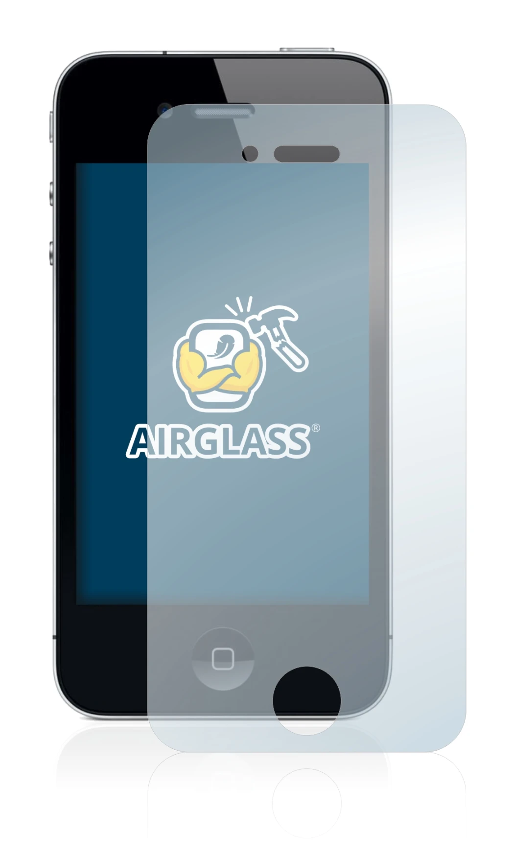 Imagen del dispositivo Apple iPhone 4 con una amplia variedad de protectores de pantalla.