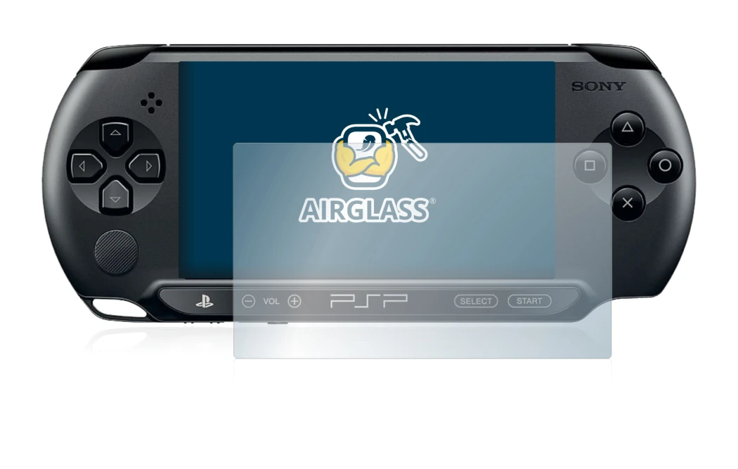 Imagen del dispositivo Sony PSP 2000 con una amplia variedad de protectores de pantalla.