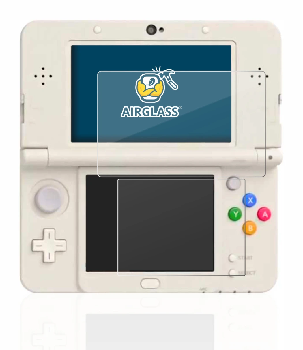 Imagen del dispositivo Nintendo New 3DS con una amplia variedad de protectores de pantalla.