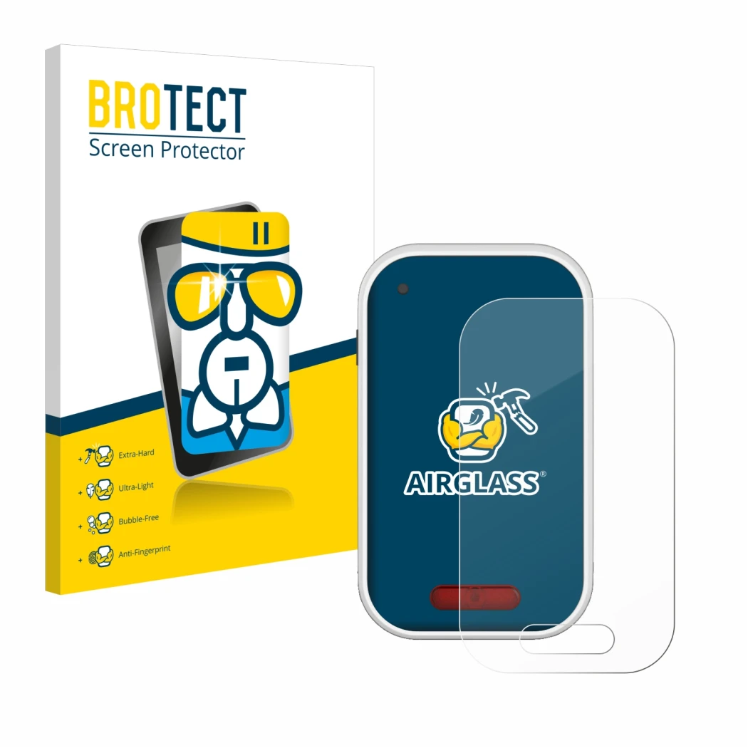 Parte frontal de un envase de producto con el logotipo de la marca BROTECT. Al lado se muestra el dispositivo Polar V650 con s