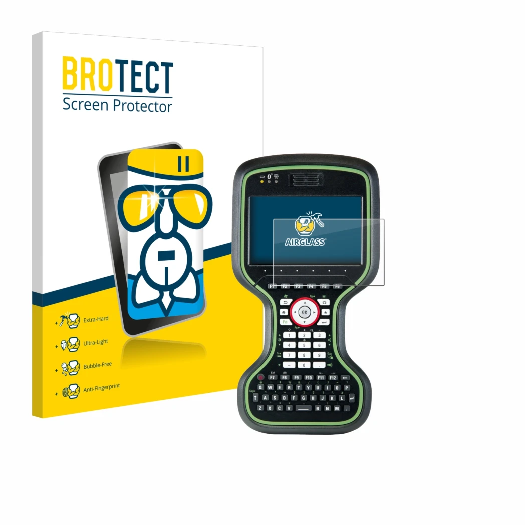 Parte frontal de un envase de producto con el logotipo de la marca BROTECT. Al lado se muestra el dispositivo Leica CS20 3.75G