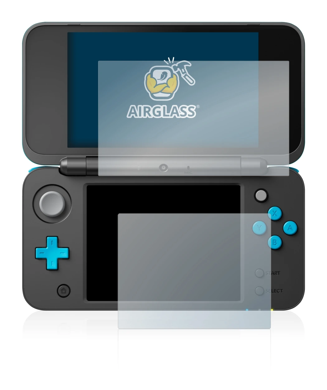Imagen del dispositivo Nintendo 2DS XL con una amplia variedad de protectores de pantalla.