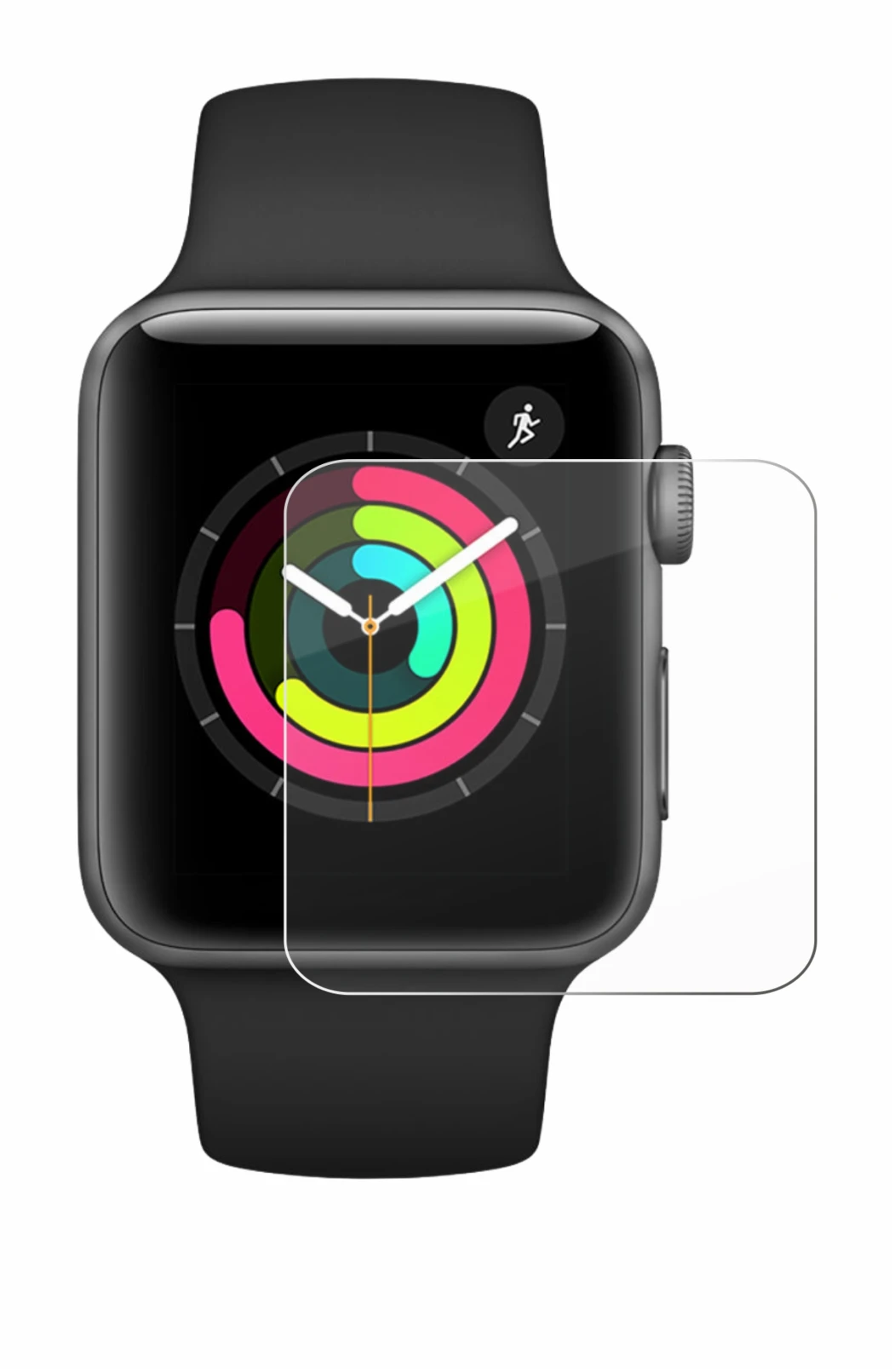 Imagen del dispositivo Apple Watch Series 3 (42 mm) con una amplia variedad de protectores de pantalla.