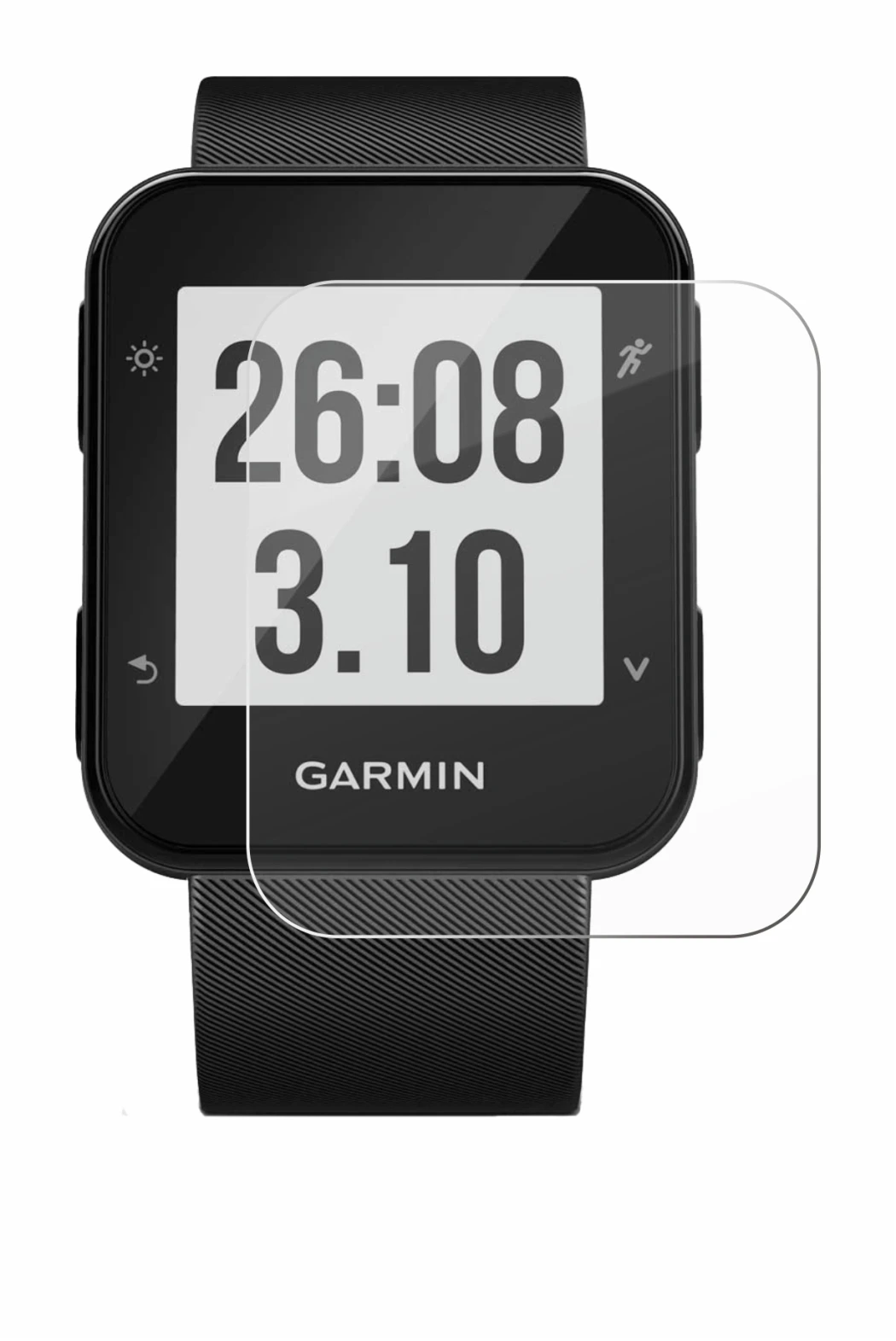 Imagen del dispositivo Garmin Forerunner 30 con una amplia variedad de protectores de pantalla.