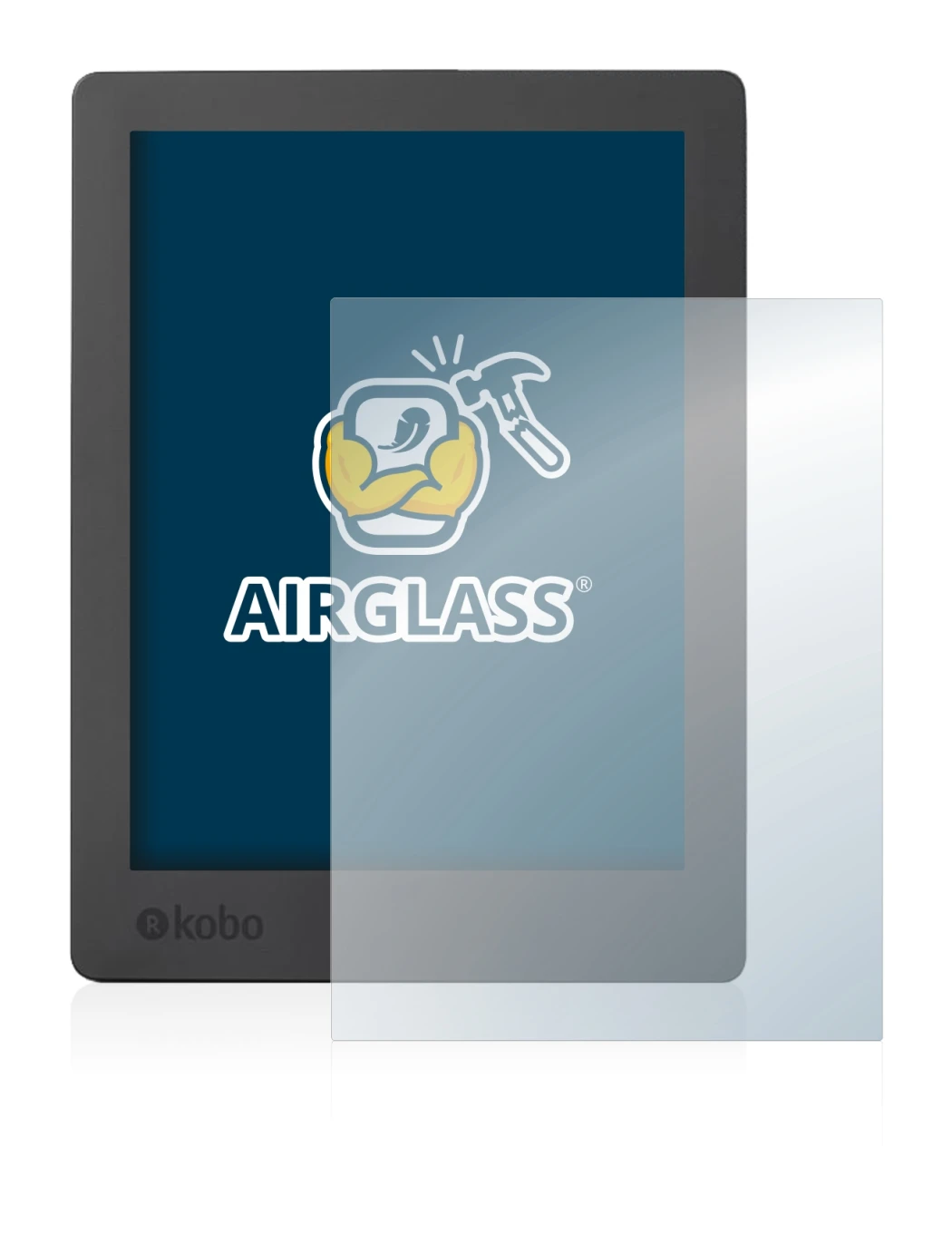 Imagen del dispositivo Kobo Aura H2O Edition 2 con una amplia variedad de protectores de pantalla.