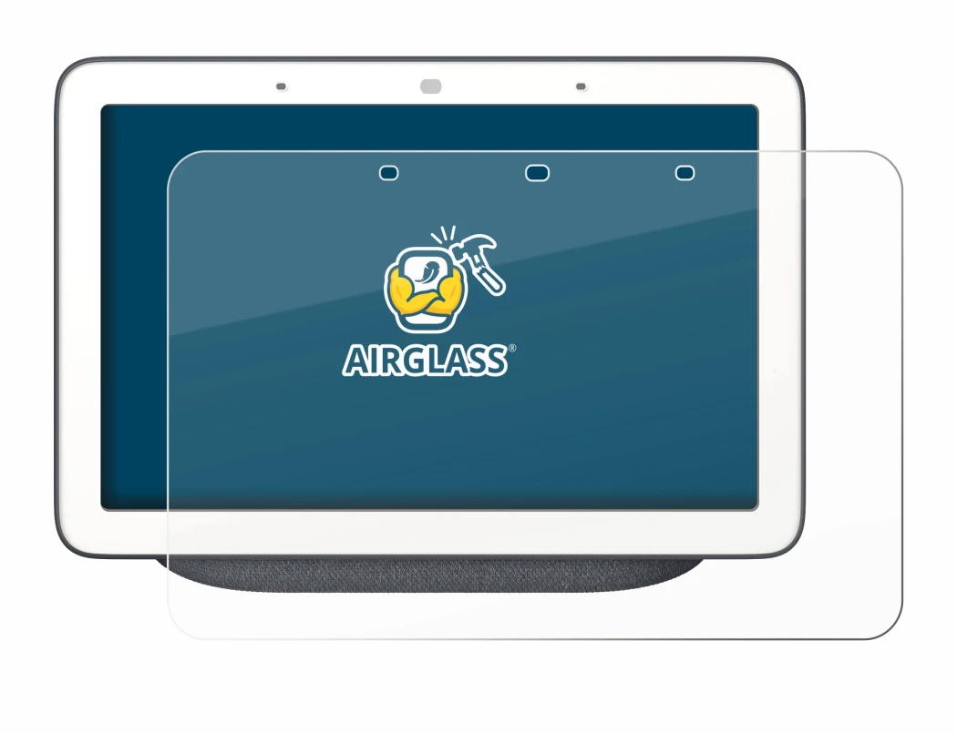 Imagen del dispositivo Google Home Hub con una amplia variedad de protectores de pantalla.