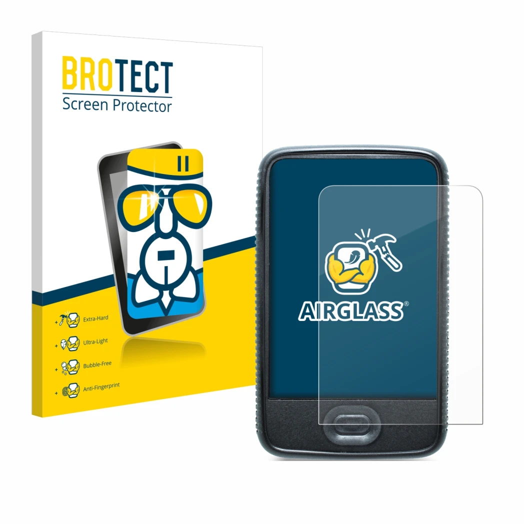 Parte frontal de un envase de producto con el logotipo de la marca BROTECT. Al lado se muestra el dispositivo Dexcom G6 Receiv