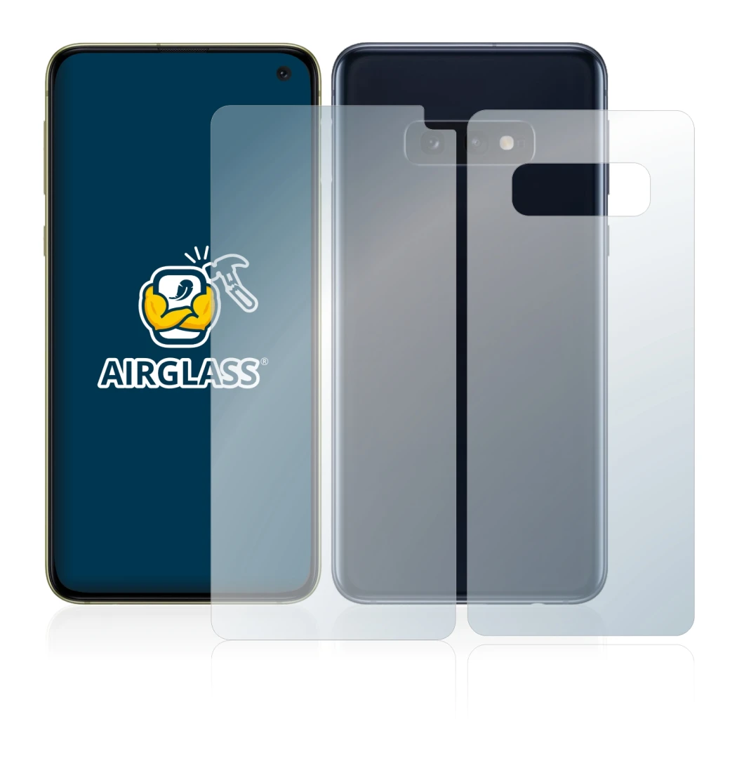 Imagen del dispositivo Samsung Galaxy S10e (Frontal+Trasero) con una amplia variedad de protectores de pantalla.