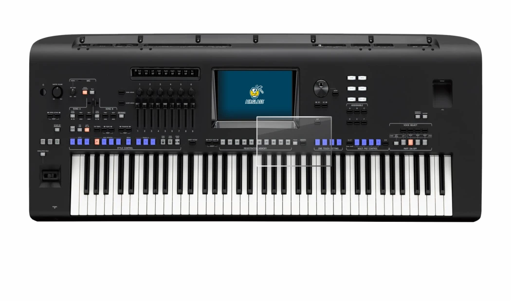 Imagen del dispositivo Yamaha Genos con una amplia variedad de protectores de pantalla.