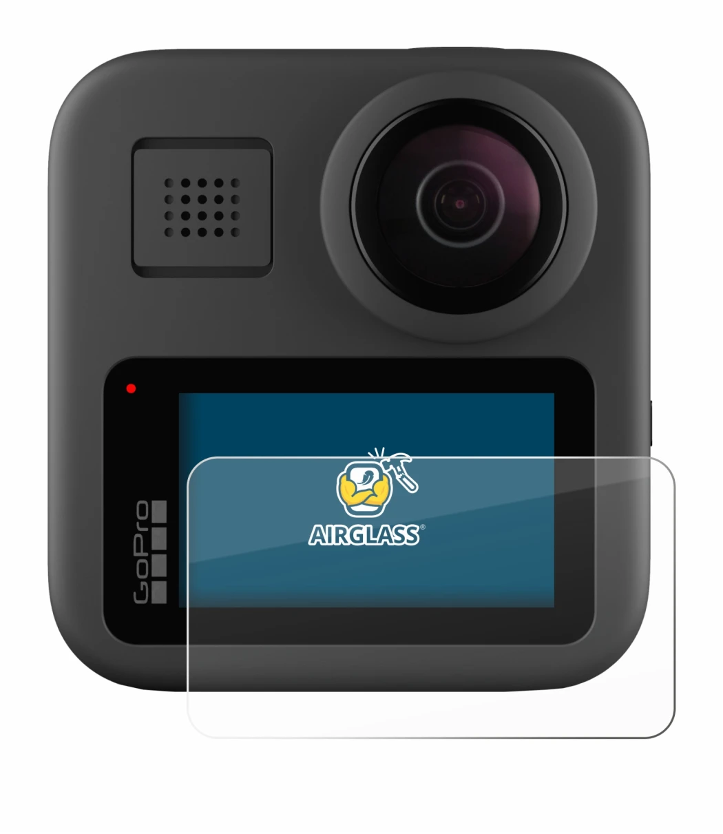 Imagen del dispositivo GoPro Max con una amplia variedad de protectores de pantalla.