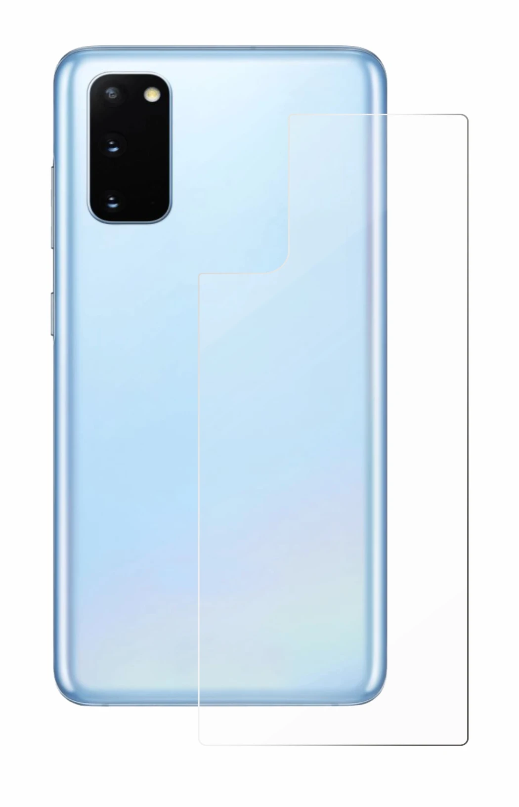 Imagen del dispositivo Samsung Galaxy S20 (Trasero) con una amplia variedad de protectores de pantalla.