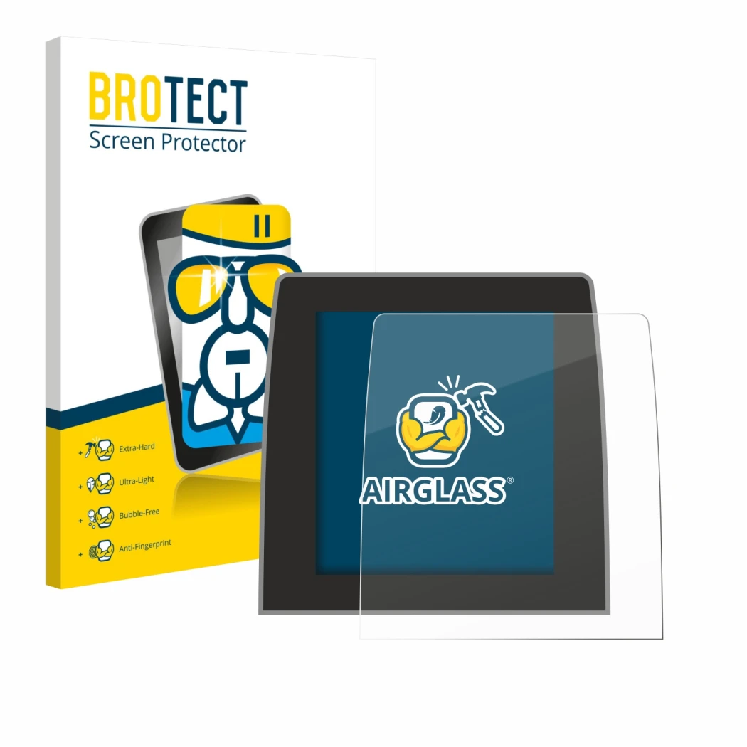 Parte frontal de un envase de producto con el logotipo de la marca BROTECT. Al lado se muestra el dispositivo Renault Captur 2