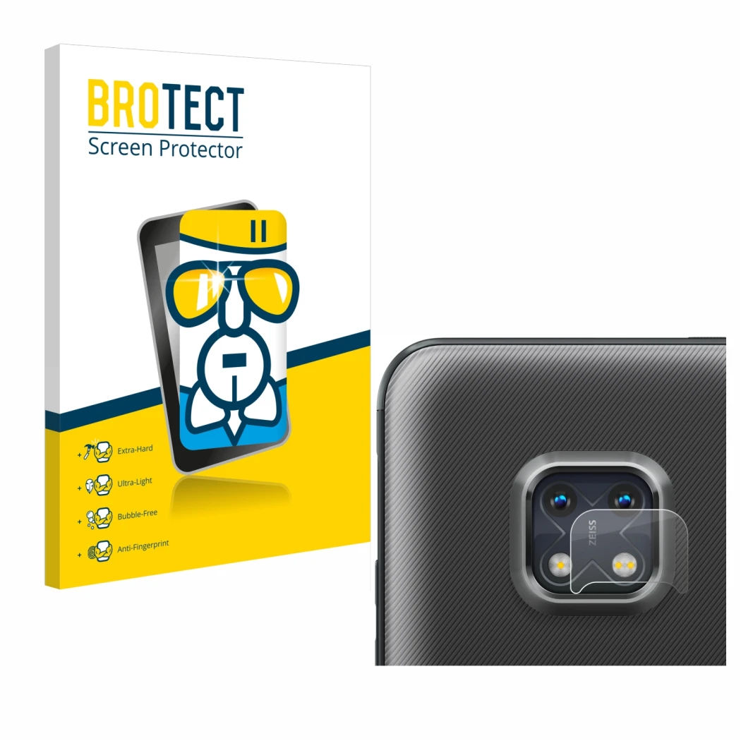 Parte frontal de un envase de producto con el logotipo de la marca BROTECT. Al lado se muestra el dispositivo Nokia XR20 (SÓLO