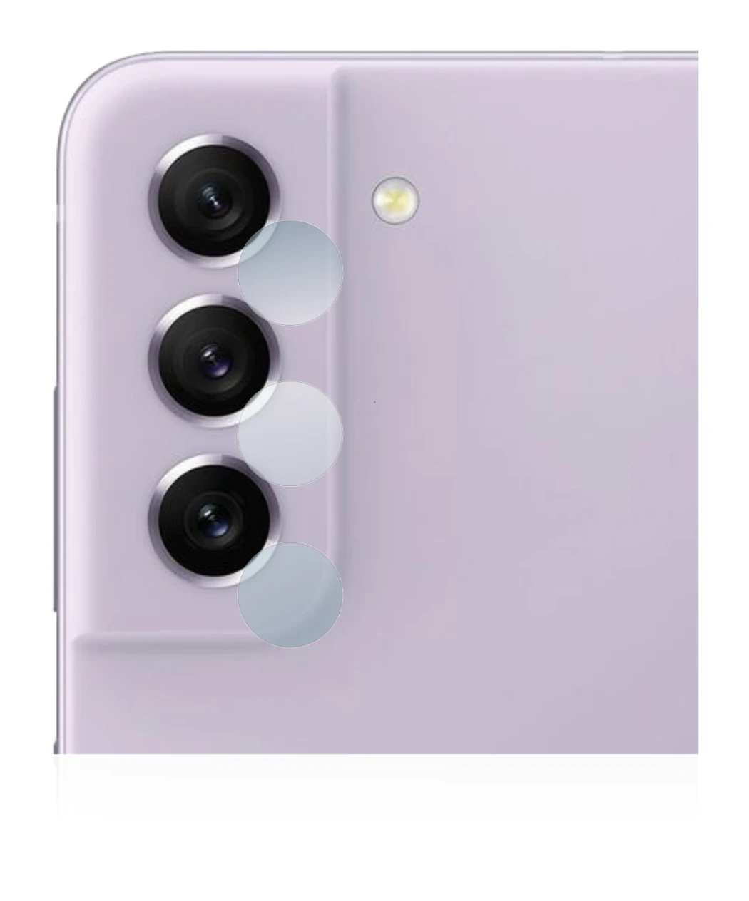 Imagen del dispositivo Samsung Galaxy S21 FE 5G (SÓLO Cámara) con una amplia variedad de protectores de pantalla.