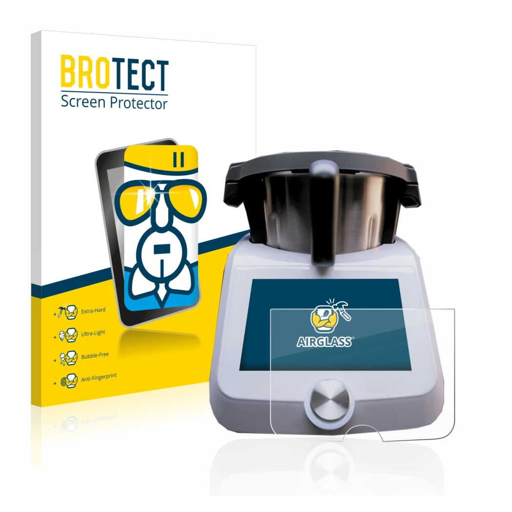 Parte frontal de un envase de producto con el logotipo de la marca BROTECT. Al lado se muestra el dispositivo SilverCrest Mons