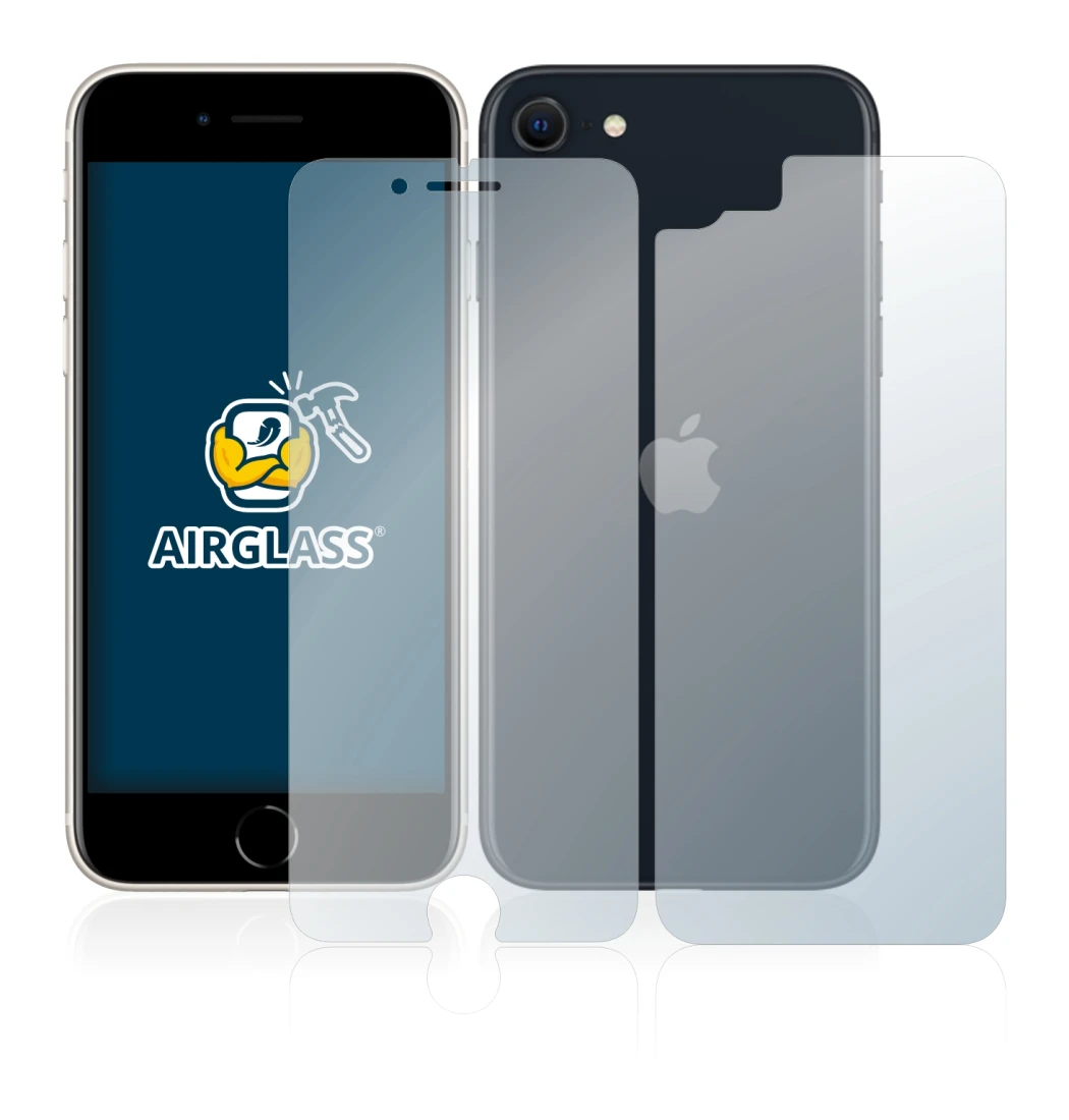 Imagen del dispositivo Apple iPhone SE 3 2022 (Frontal+Trasero) con una amplia variedad de protectores de pantalla.