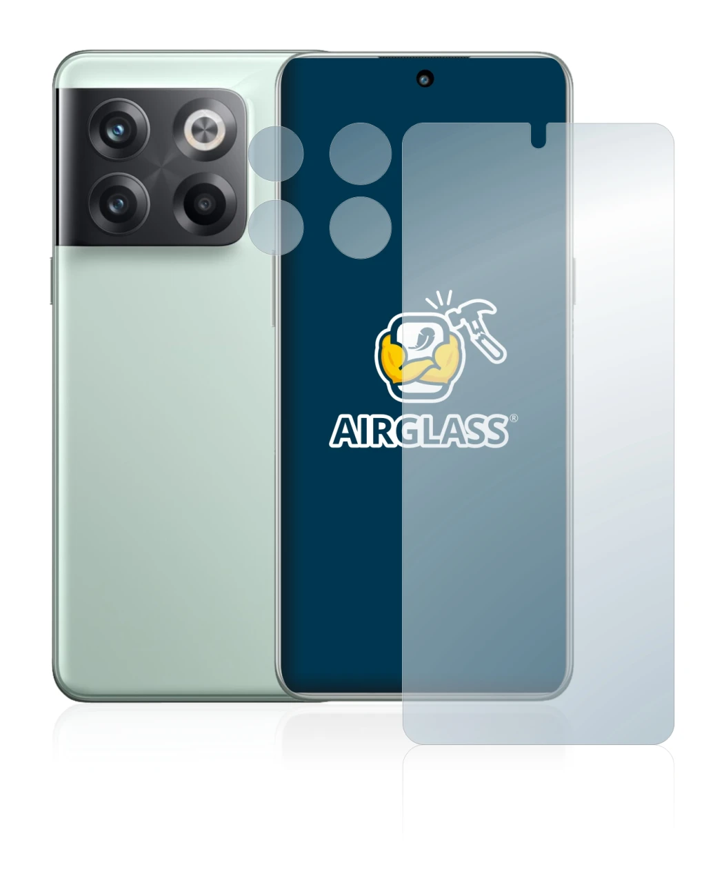 Imagen del dispositivo OnePlus 10T 5G (Frontal+Cámara) con una amplia variedad de protectores de pantalla.