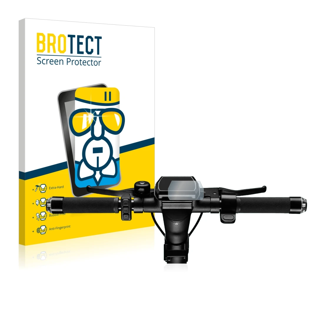 Parte frontal de un envase de producto con el logotipo de la marca BROTECT. Al lado se muestra el dispositivo SoFlow SO4 Pro (