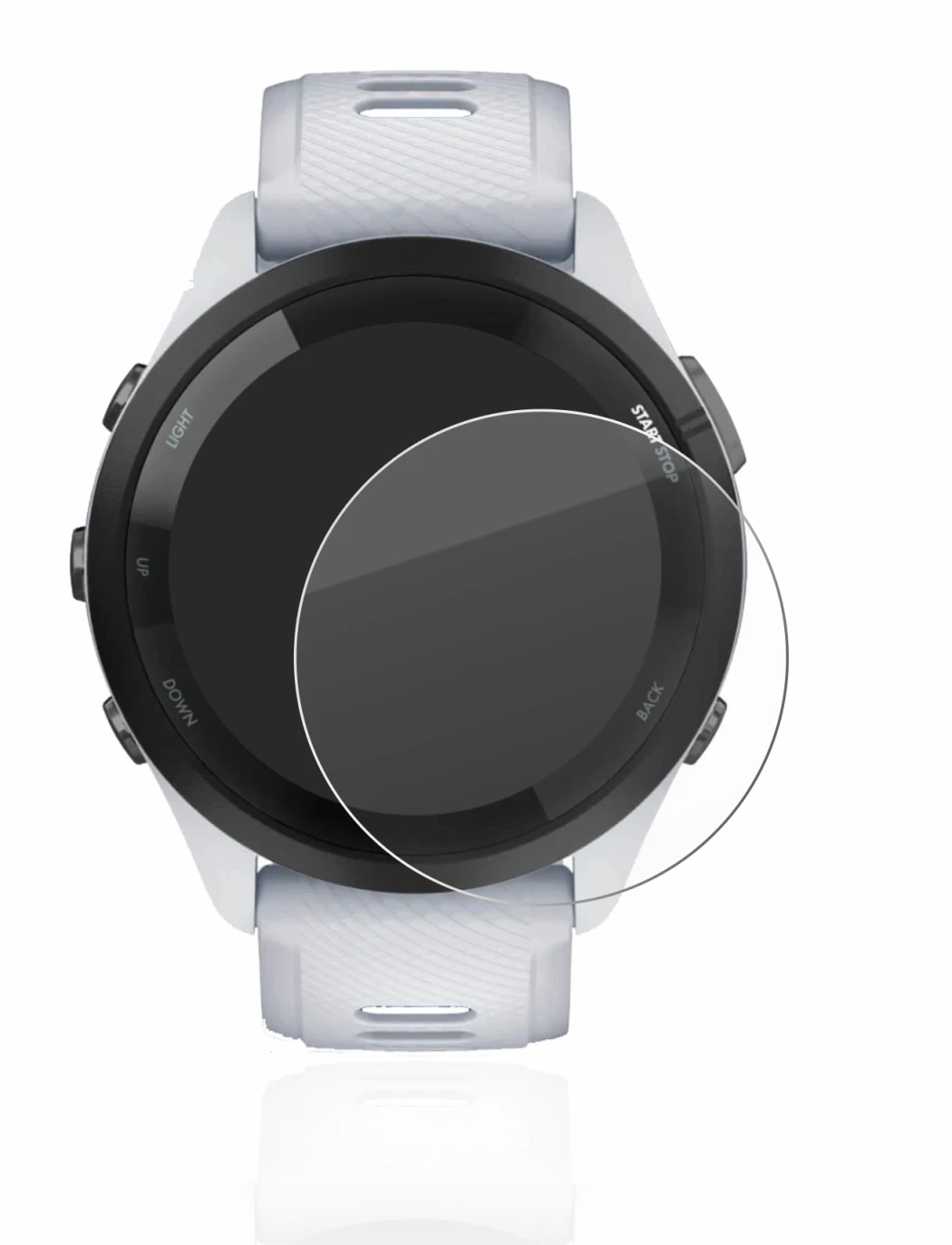 Imagen del dispositivo Garmin Forerunner 265 (46 mm) con una amplia variedad de protectores de pantalla.