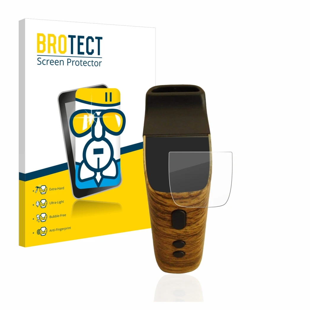 Parte frontal de un envase de producto con el logotipo de la marca BROTECT. Al lado se muestra el dispositivo Wolkenkraft FENi