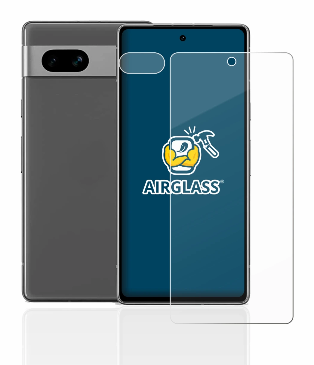 Imagen del dispositivo Google Pixel 7a (Frontal+Cámara) con una amplia variedad de protectores de pantalla.