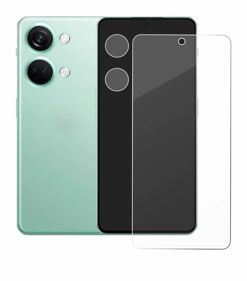 Imagen del dispositivo OnePlus Nord 3 5G (Frontal+Cámara) con una amplia variedad de protectores de pantalla.
