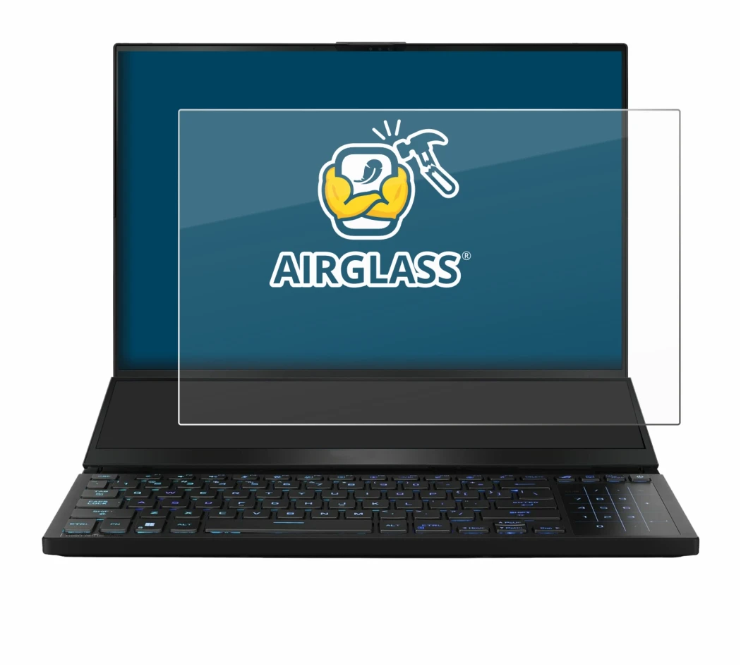 Imagen del dispositivo ASUS ROG Zephyrus Duo 16 2023 con una amplia variedad de protectores de pantalla.