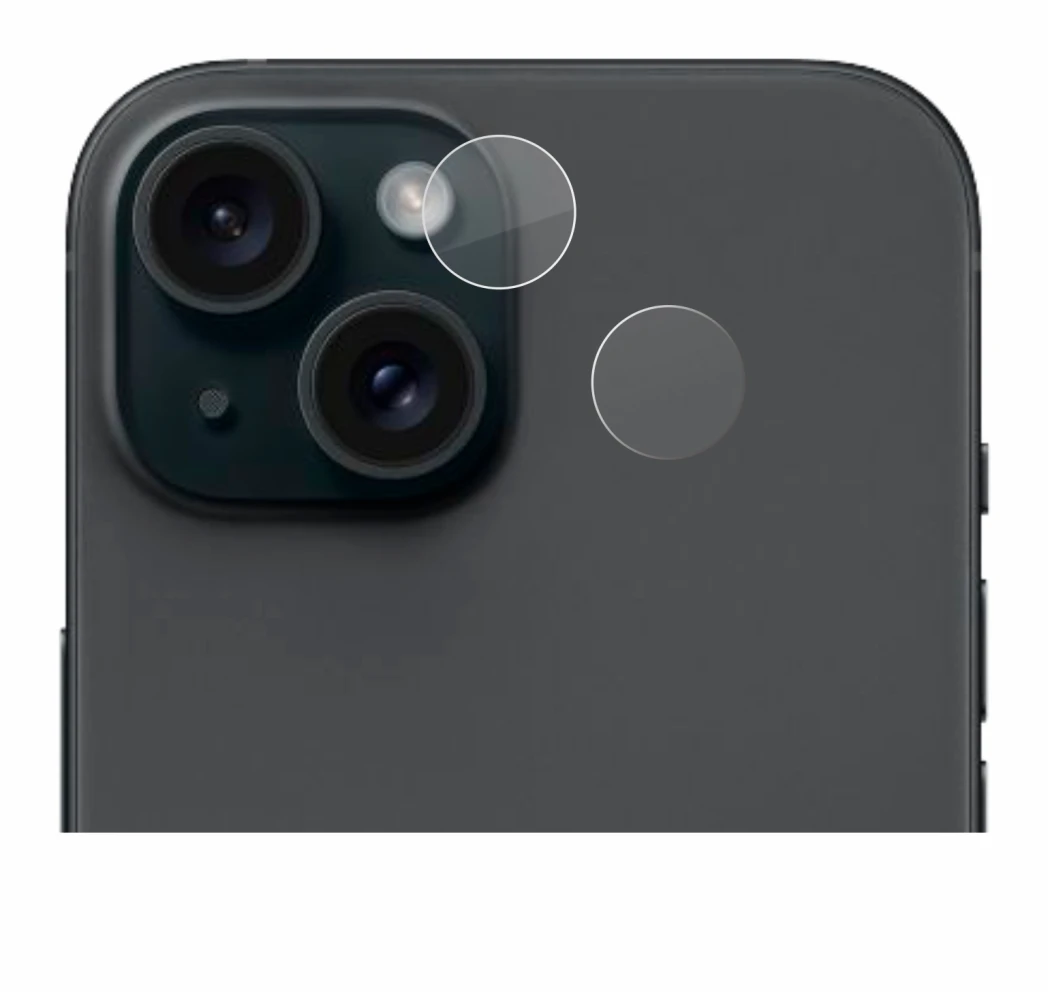 Imagen del dispositivo Apple iPhone 15 (SÓLO Cámara) con una amplia variedad de protectores de pantalla.