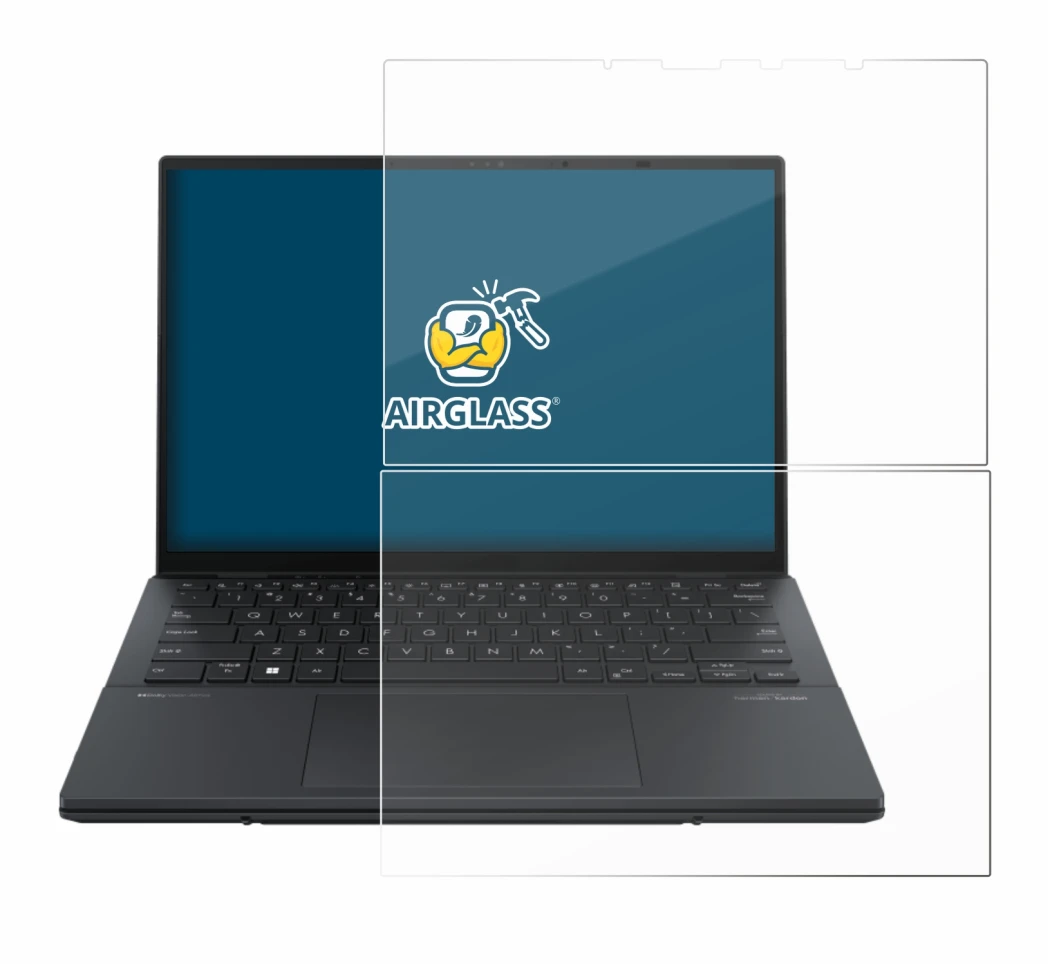 Imagen del dispositivo ASUS ZenBook Duo OLED 2024 UX8406 con una amplia variedad de protectores de pantalla.
