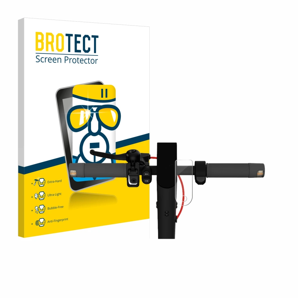 Parte frontal de un envase de producto con el logotipo de la marca BROTECT. Al lado se muestra el dispositivo Xiaomi Mi 4 Lite