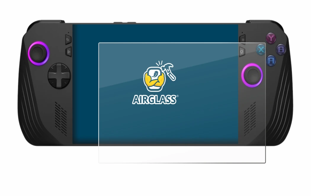 Imagen del dispositivo ASUS ROG Ally X (2024) con una amplia variedad de protectores de pantalla.