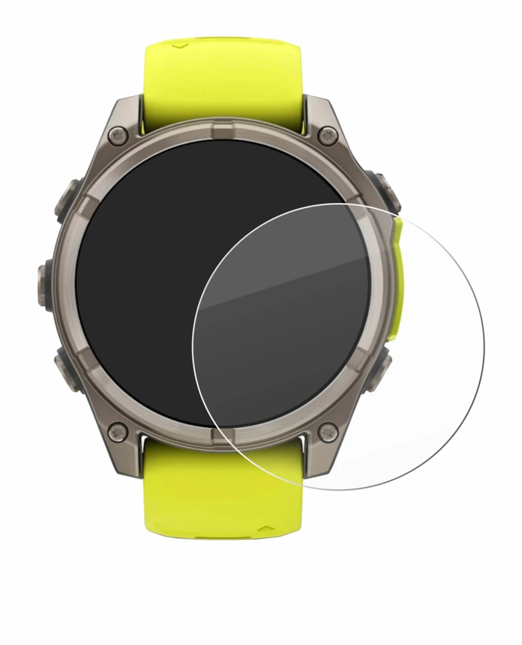 Imagen del dispositivo Garmin Fenix 8 Solar (47 mm) con una amplia variedad de protectores de pantalla.