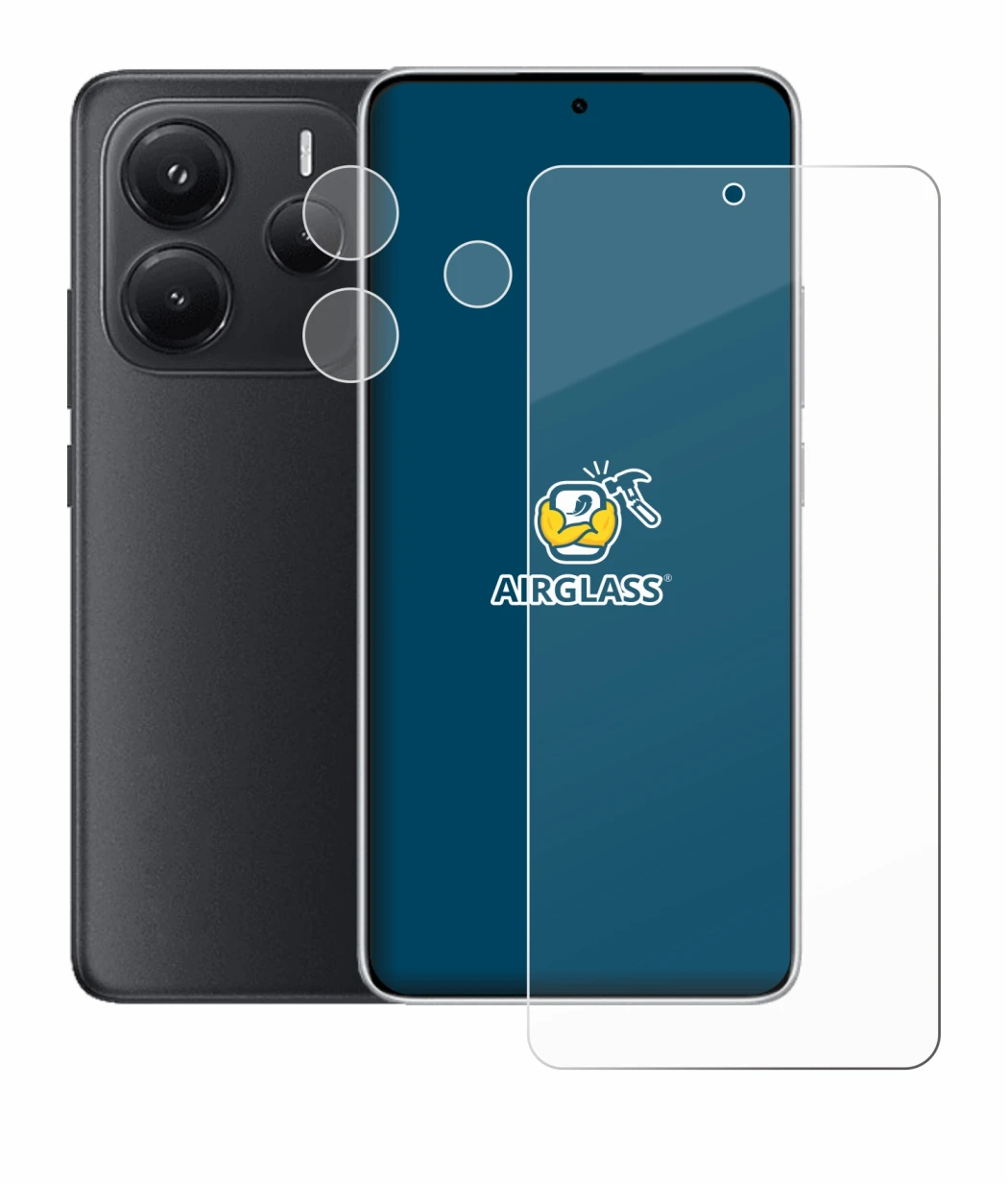 Imagen del dispositivo Xiaomi Redmi Note 14 (Frontal+Cámara) con una amplia variedad de protectores de pantalla.