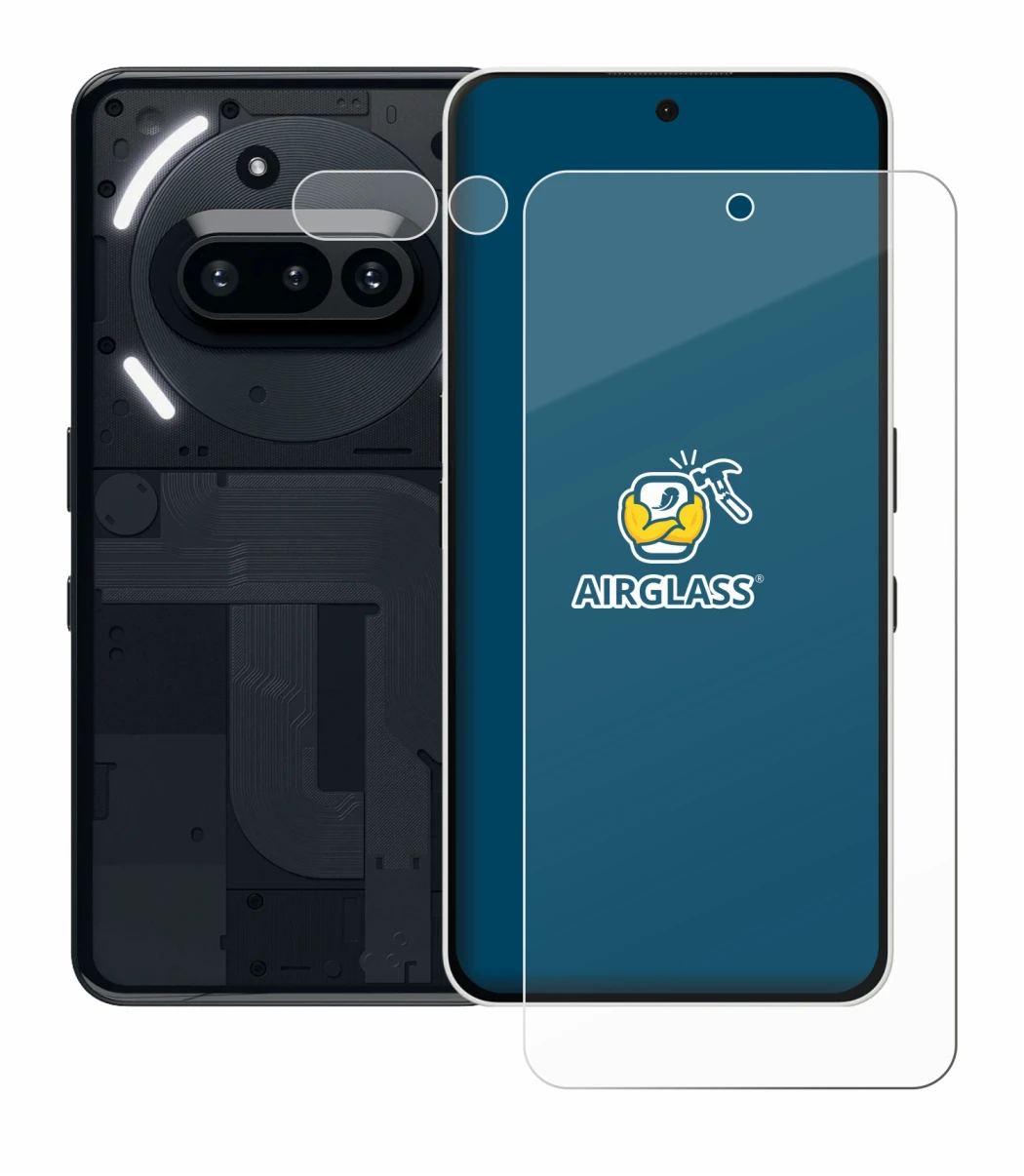 Imagen del dispositivo Nothing Phone (3a) (Frontal+Cámara) con una amplia variedad de protectores de pantalla.