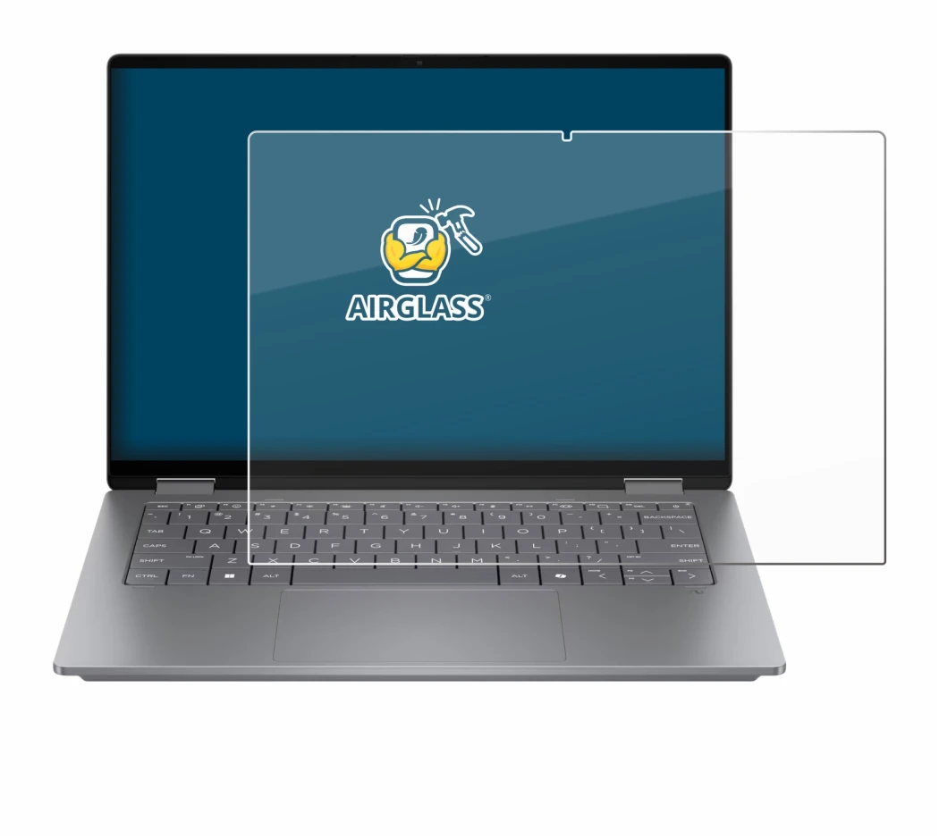 Imagen del dispositivo HP OmniBook X Flip 14 con una amplia variedad de protectores de pantalla.