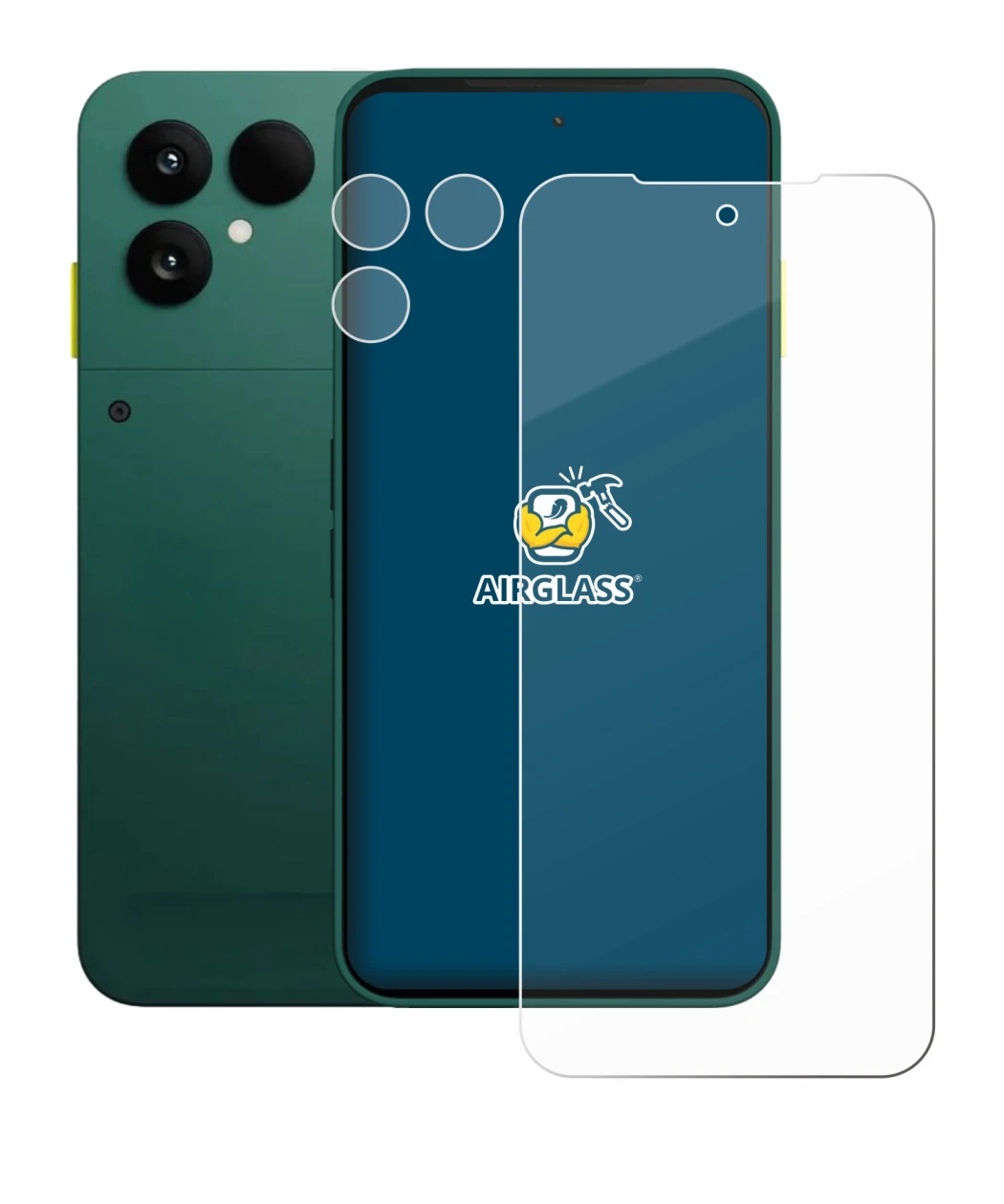 Imagen del dispositivo Fairphone 6 (Frontal+Cámara) con una amplia variedad de protectores de pantalla.