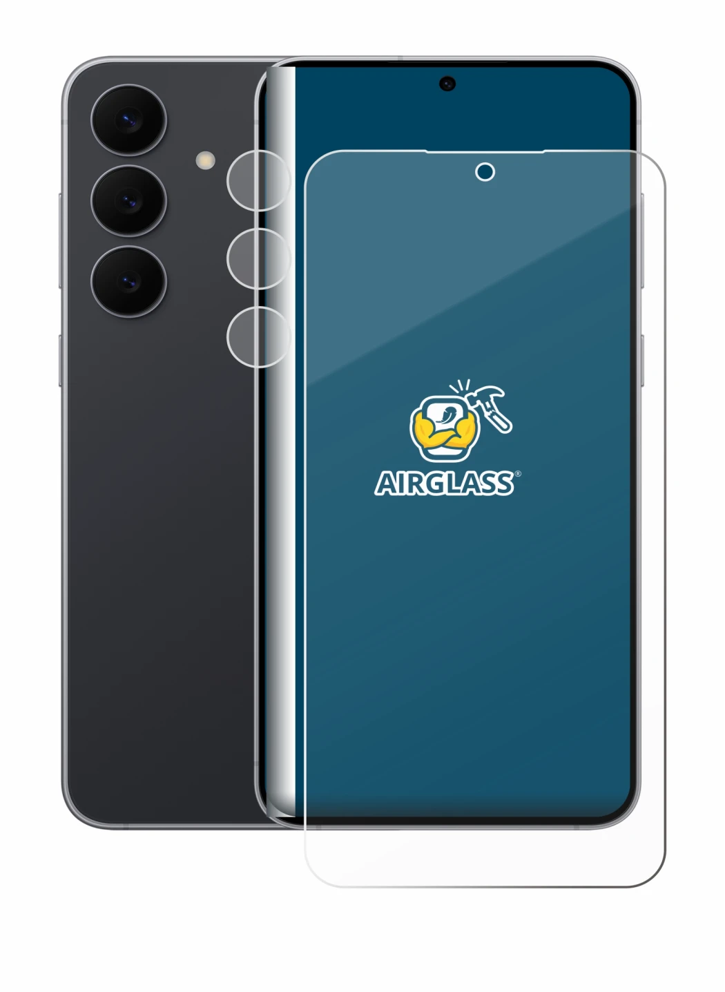 Imagen del dispositivo Samsung Galaxy S25 FE (Frontal+Cámara) con una amplia variedad de protectores de pantalla.