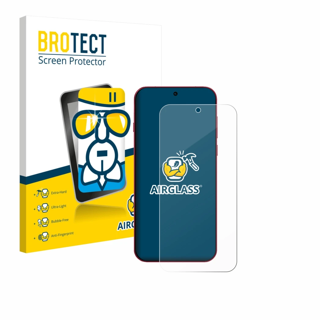 Parte frontal de un envase de producto con el logotipo de la marca BROTECT. Al lado se muestra el dispositivo Oppo Find X9 Pro