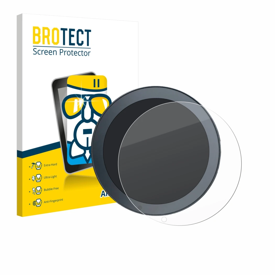 Parte frontal de un envase de producto con el logotipo de la marca BROTECT. Al lado se muestra el dispositivo QJ Motor SRV 600