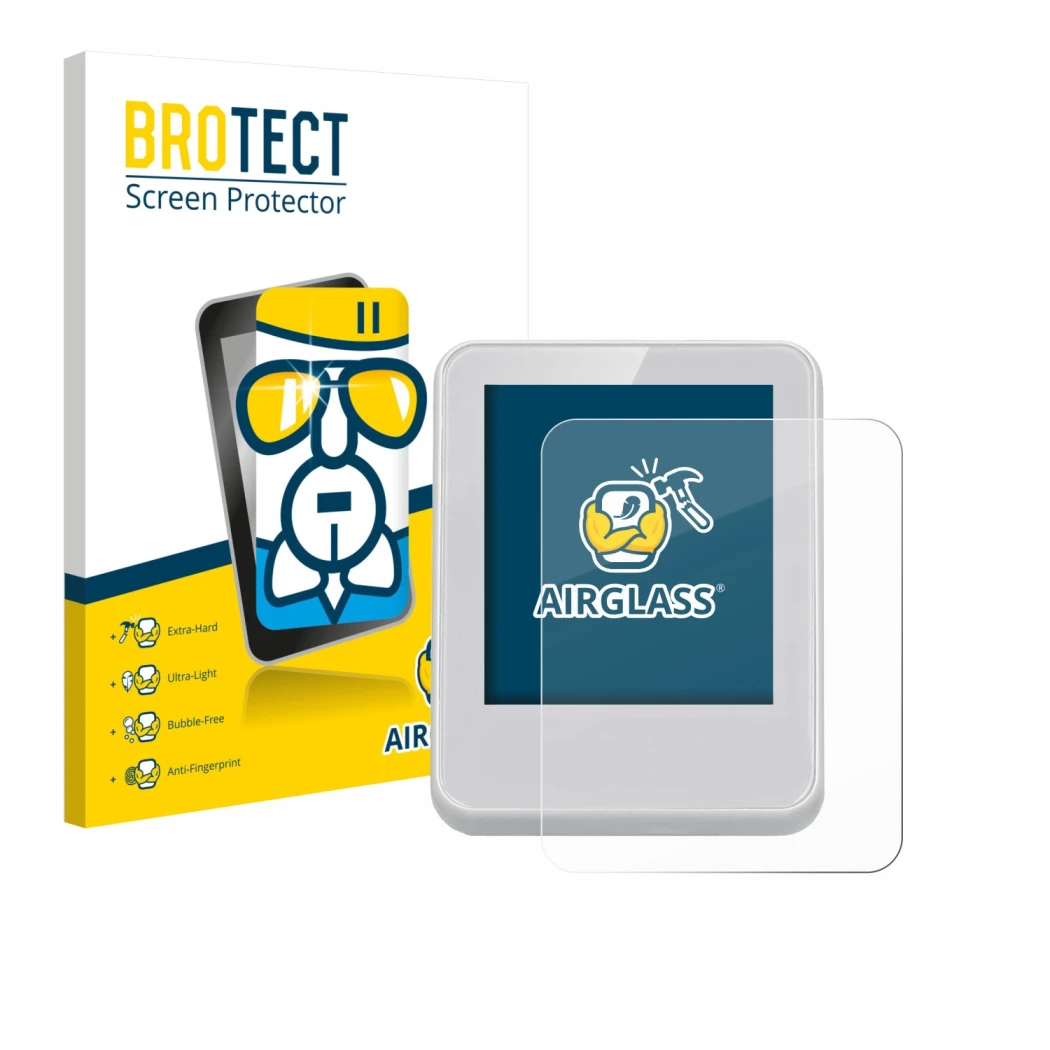 Parte frontal de un envase de producto con el logotipo de la marca BROTECT. Al lado se muestra el dispositivo Bresser ClimaTem