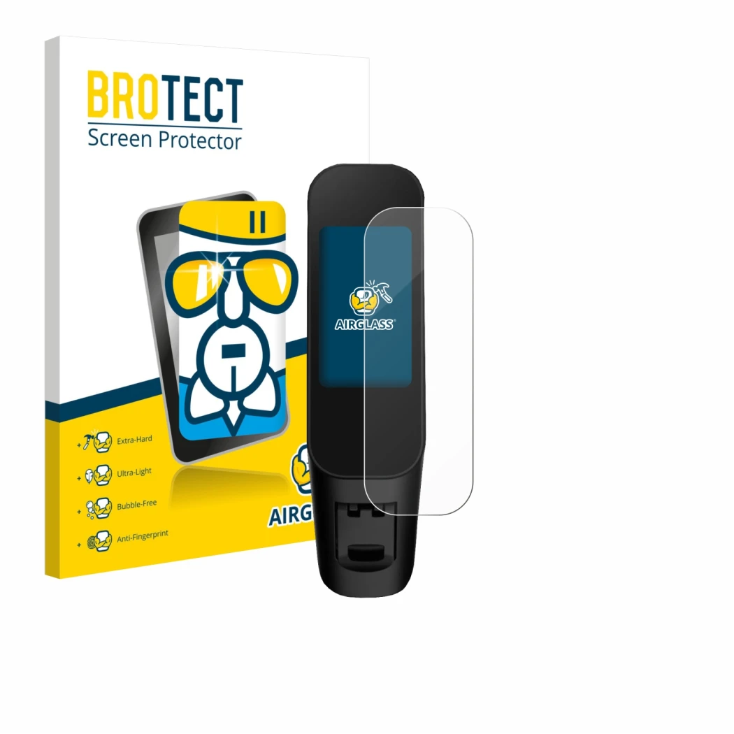 Parte frontal de un envase de producto con el logotipo de la marca BROTECT. Al lado se muestra el dispositivo Xiaomi Electric 