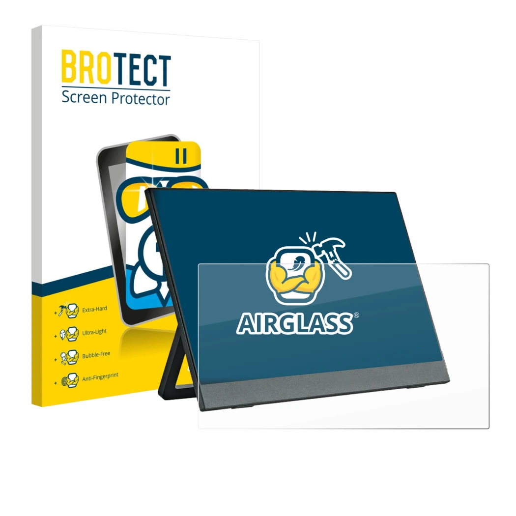 Parte frontal de un envase de producto con el logotipo de la marca BROTECT. Al lado se muestra el dispositivo Anmite A140W03 1