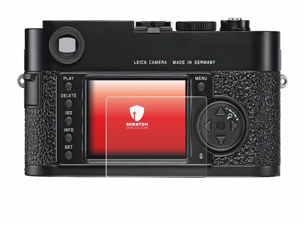 Imagen del dispositivo Leica M9 con una amplia variedad de protectores de pantalla.