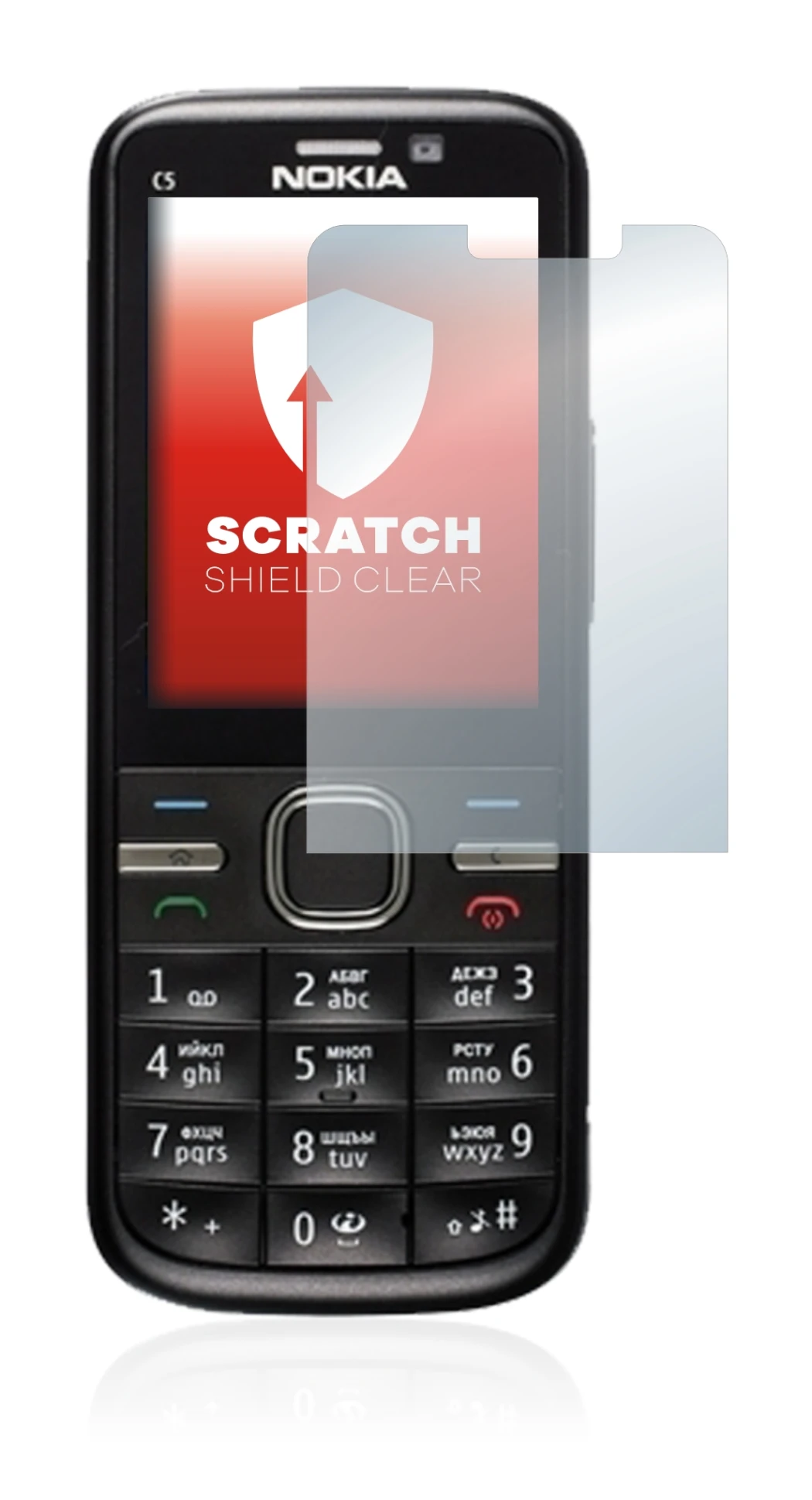 Imagen del dispositivo Nokia C5-00 con una amplia variedad de protectores de pantalla.
