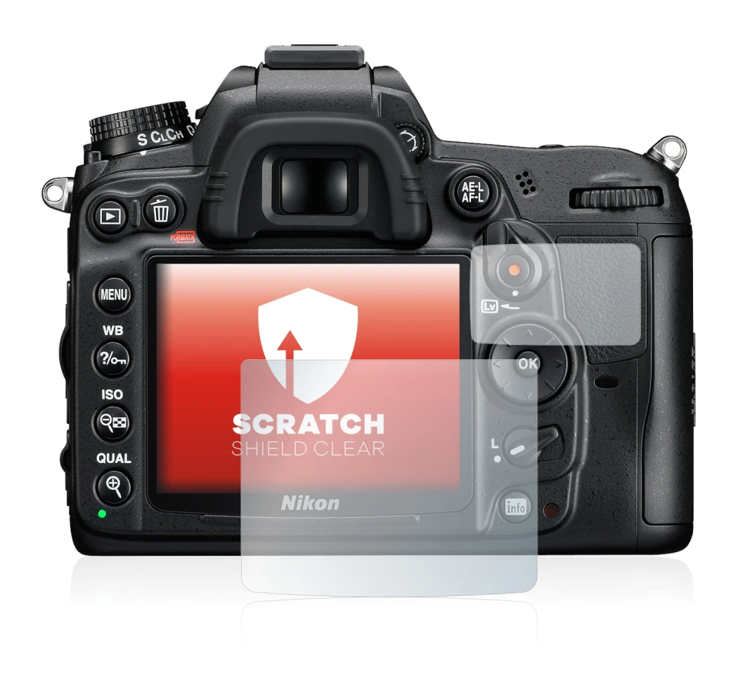 Imagen del dispositivo Nikon D7000 con una amplia variedad de protectores de pantalla.