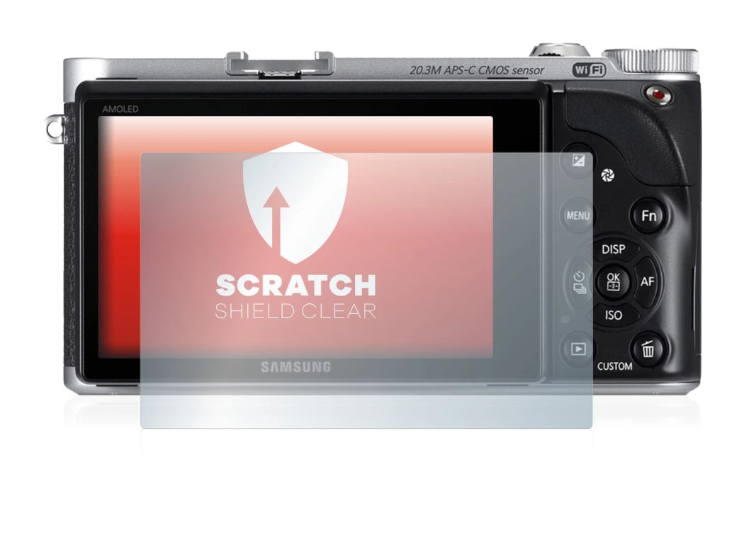 Imagen del dispositivo Samsung NX300 con una amplia variedad de protectores de pantalla.